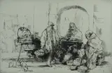 Untitled by Auguste Brouet, etching on paper "Marchand d'Oeufs", sold Oct 2018