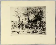 Untitled by Auguste Brouet, etching "Cantine Americaine", sold Oct 2018