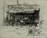 Untitled by Auguste Brouet, etching on paper "Chaudronniers Ambulante", sold Oct 2018