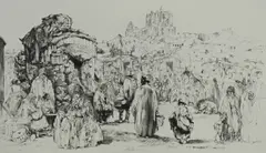 Untitled by Auguste Brouet, etching on paper "Assemble en Carmarque", sold Oct 2018