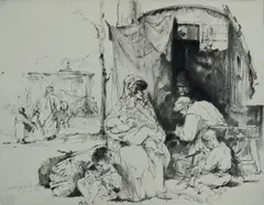 Untitled by Auguste Brouet, etching on paper "Mender of Chairs", sold Oct 2018