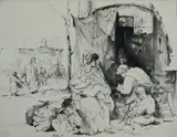 Untitled by Auguste Brouet, etching on paper "Mender of Chairs", sold Oct 2018