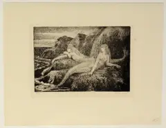 Untitled by Raphael Drouart, etching "Les Deux Sirenes", sold Oct 2018