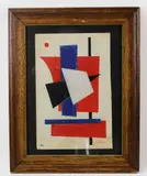 abstract by Kazimir Malevich, oil on board, sold Apr 2023