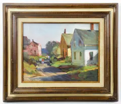 Monhegan Island 1988 by Don Stone, oil on canvas, sold May 2023