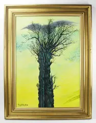 ancient tree by Pino Della Selva, oil on canvas, sold May 2023