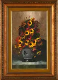 Still Life with Anemones and African Daisies by Hennie Griesel, oil on canvas mounted on board, sold Sep 2021