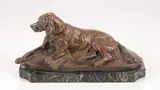 Hunting dog resting by Clovis-Edmond Masson, bronze on marble base, sold Nov 2021