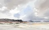 Storm Clouds Above a Dry Landscape by Richard Rennie, watercolour on paper, sold Nov 2021