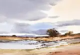Landscape With Dam by Richard Rennie, watercolour on paper, sold Nov 2021