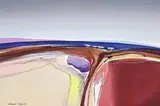 Abstracted Landscape With Reds and Blues by Richard Rennie, watercolour on paper, sold Nov 2021