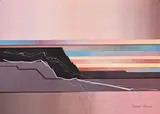 Abstracted Mountainous Landscape On Pink by Richard Rennie, watercolour on paper, sold Nov 2021
