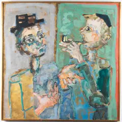 La Palabre," 1965 by Paul Augustin Aizpiri, watercolor and gouache, sold Jul 2022