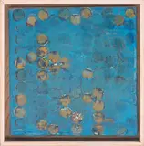 Untitled by Gavin Zeigler, encaustic mixed media acrylic painting with pennies, sold Jul 2022