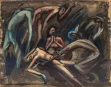 The Deposition of Christ / Descent from the Cross by Augusta Oelschig, oil on board, sold Jul 2022