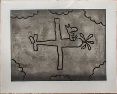 Untitled by Michael Leunig, etching, sold Dec 2022