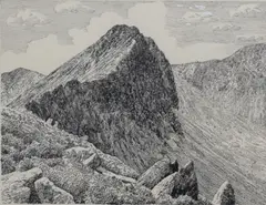 Untitled by Alfred Wainwright, Ink Sketch 'Mynydd Drws-Y-Coed', a study of the Welsh Mountain included as drawing, offered Aug 2026