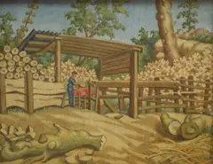 Stacking Timber by Robert Arthur Wilson, oil, offered Aug 2026