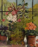 Flowers with Fern by Rosemary Anthony, Oil on board, offered Aug 2026