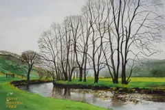 Untitled by Edith Martell, Watercolour, a rural river landscape, signed and dated, offered Aug 2026