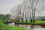 Untitled by Edith Martell, Watercolour, a rural river landscape, signed and dated, offered Aug 2026