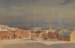Burford in The Snow by Anthony Flemming, Watercolour 'Burford in The Snow', a study of the Cotswold village as it was in the, offered Jul 2026