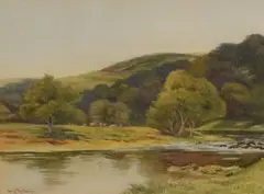 Untitled by George Oyston, Watercolour, a pastoral river scene, signed and dated, offered Jun 2026