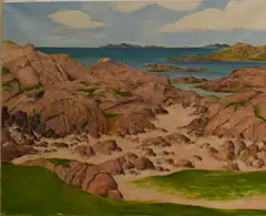 Mull Towards Iona by Geoffrey Smith, Oil on canvas 'Mull Towards Iona', a Scottish coastal study, initialled and dated, offered Jun 2026