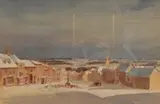 Burford in The Snow by Anthony Flemming, Watercolour 'Burford in The Snow', a study of the Cotswold village as it was in the, offered Jun 2026