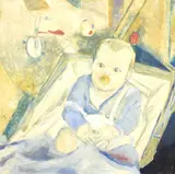 Timothy' study of an infant within a simple wooden frame, entitled and attributed to hand written label verso, 56cm x 58cm & 59cm x 60cm overall by N Wess, oil on board, offered Jun 2026