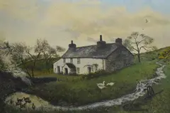 A rural riverside cottage in Autumn by Stephen J. Darbishire, oil on board, offered May 2026