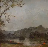 Derwentwater' an Autumnal study of the lake as seen from Keswick shore by Judith Da Fano, oil on board, offered Apr 2026