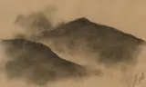 Silhouetted Lake District fell by Daniel Cooper, Charcoal, silhouetted Lake District fell tops in mist, signed and dated, offered Apr 2026