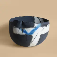 Large painted and pierced bowl sculpture by Gordon Baldwin, sculpture, sold Aug 2026