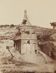 Absalom's Tomb, Jerusalem, c.1867 Albumen print, image size 28.2 x 22.2cm, mounted to period card, overall measuring size 57 x 40cm by Félix Bonfils, print, offered Jul 2026