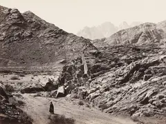 Mount Jerbah, Sinai, c.1860 Albumen print, image size 15.7 x20.5cm, pasted down onto card, overall measuring 27.6 x36cm, annotated in pencil on card margin by Frank Mason Good, print, sold Jul 2026