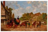 Horse drawn Royal mailcoach in a village by Dean Wolstenholme the younger, oil on canvas, offered Jul 2026