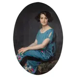 Portrait of a young lady in a blue dress by Jules-Alexandre Grün, oil on canvas, sold Jul 2026