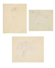 A seated robed figure; sheet of small studies; figures (3 by Stanley Spencer, pencil, offered Jul 2026
