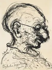 Portrait head of gandhi (indian 1869-1948) by Feliks Topolski, Ink, offered Jul 2026