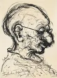 Portrait head of gandhi (indian 1869-1948) by Feliks Topolski, Ink, offered Jul 2026