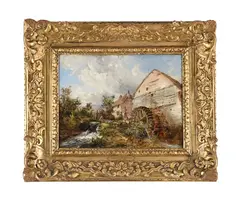 Figures by an old mill by Frederick Richard Lee, oil, offered Jul 2026
