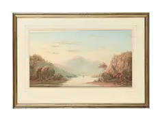 View on the mondego by John Varley, Watercolour and pencil with scratching out, offered Jul 2026