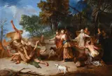Moses defending the daughters of jethro by Nicolas Bertin, Oil on panel, offered Jun 2026