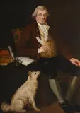 Portrait of seated gentleman with a dog beside by Richard Wilson of Birmingham, Oil on canvas, offered Jun 2026