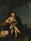 Portrait of an italian pedlar selling flasks of wine by Pietro Fabris, Oil on canvas, offered Jun 2026