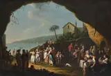View of the bay of naples with peasants dancing and eating pasta by Pietro Fabris, Oil on canvas, offered Jun 2026