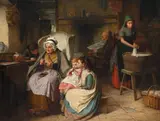 Sewing lesson by Haynes King, Oil on canvas, offered Jun 2026