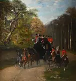 Carriage ride to the hunt by Emile Brisset, Oil on canvas, offered Jun 2026