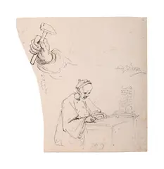 Study of a chinese man at a desk with an abacus by George Chinnery, Pencil and ink, offered Jun 2026